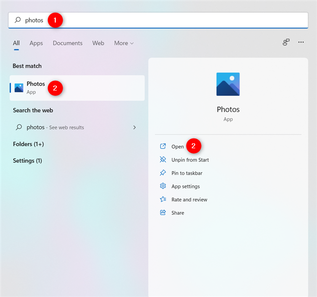 ค้นหาแอพ Photos ใน Windows 10 และ Windows 11