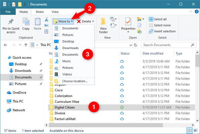 Spostamento di file e cartelle con Esplora file