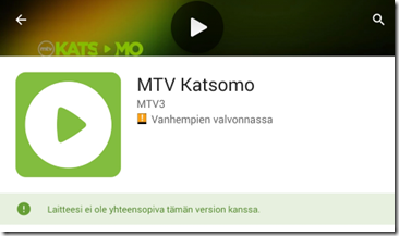 MTV Katsomo ei toimi MeMO Padissa