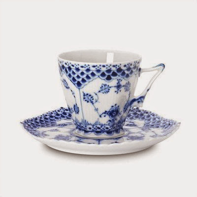  Royal Copenhagen Blue Fluted Full Lace 5 oz. Cup and Saucer