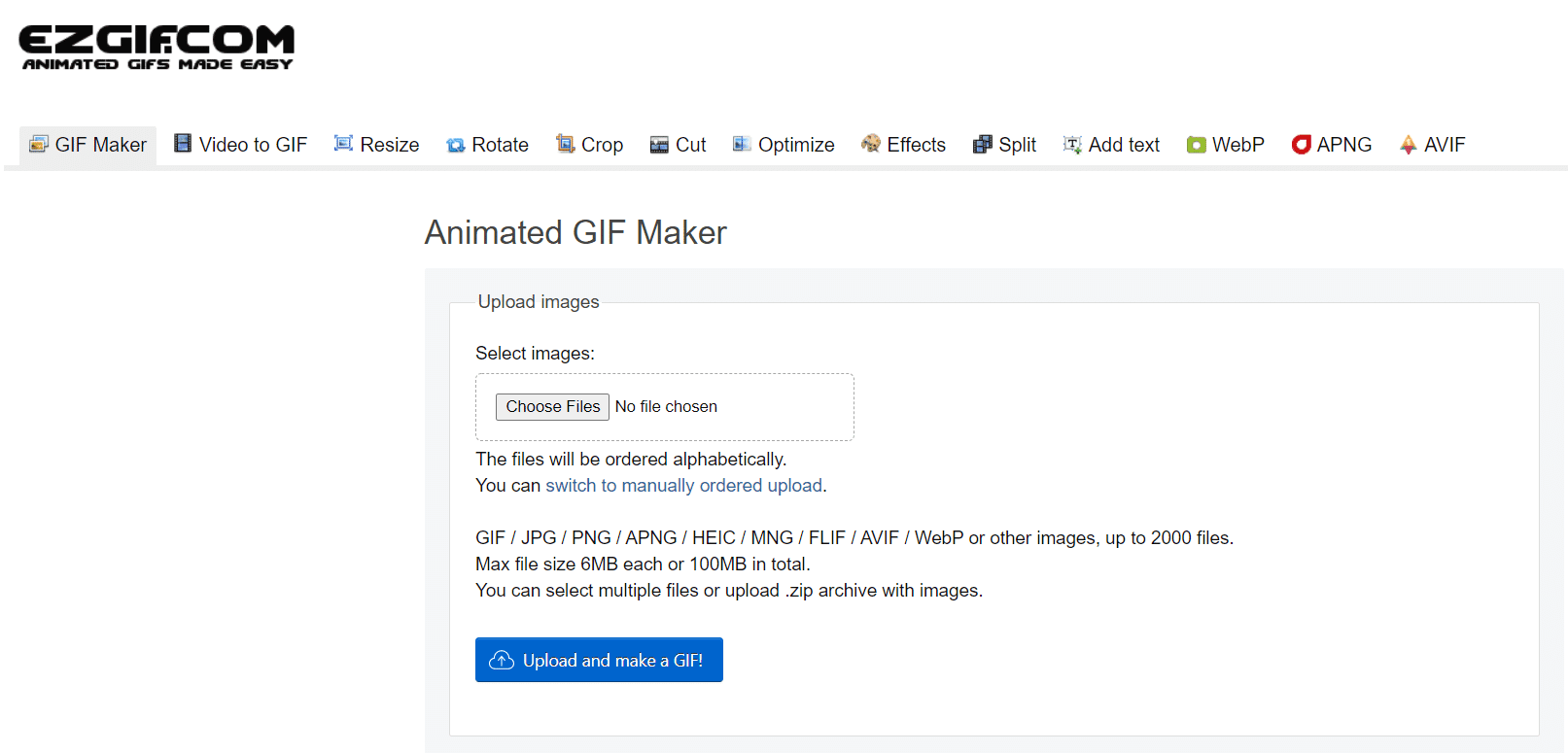 Ezgif.com.  19 mejores editores de GIF gratuitos