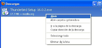 Instalar Mozilla Thunderbird en equipo con Windows XP