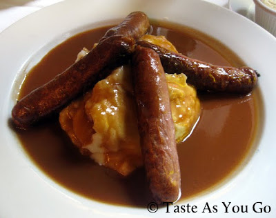 Bangers and Mash at St. Andrews Restaurant & Bar in New York, NY - Photo by Michelle Judd of Taste As You Go