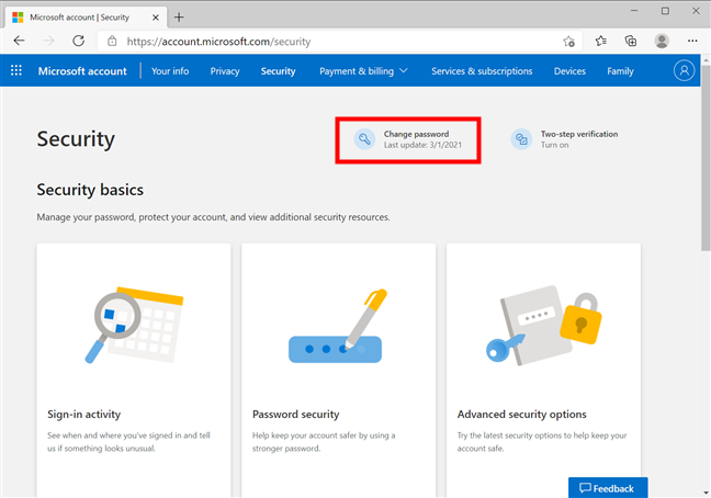 Microsoft laat zien wanneer je je wachtwoord voor het laatst hebt gewijzigd