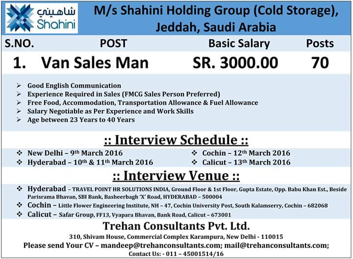 fmcg van sales jobs