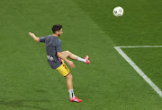 Josh Cavallo of Adelaide United warms up prior to the A-League match between Melbourne Victory and Adelaide United at AAMI Park, on May 23, 2021, in Melbourne, Australia.