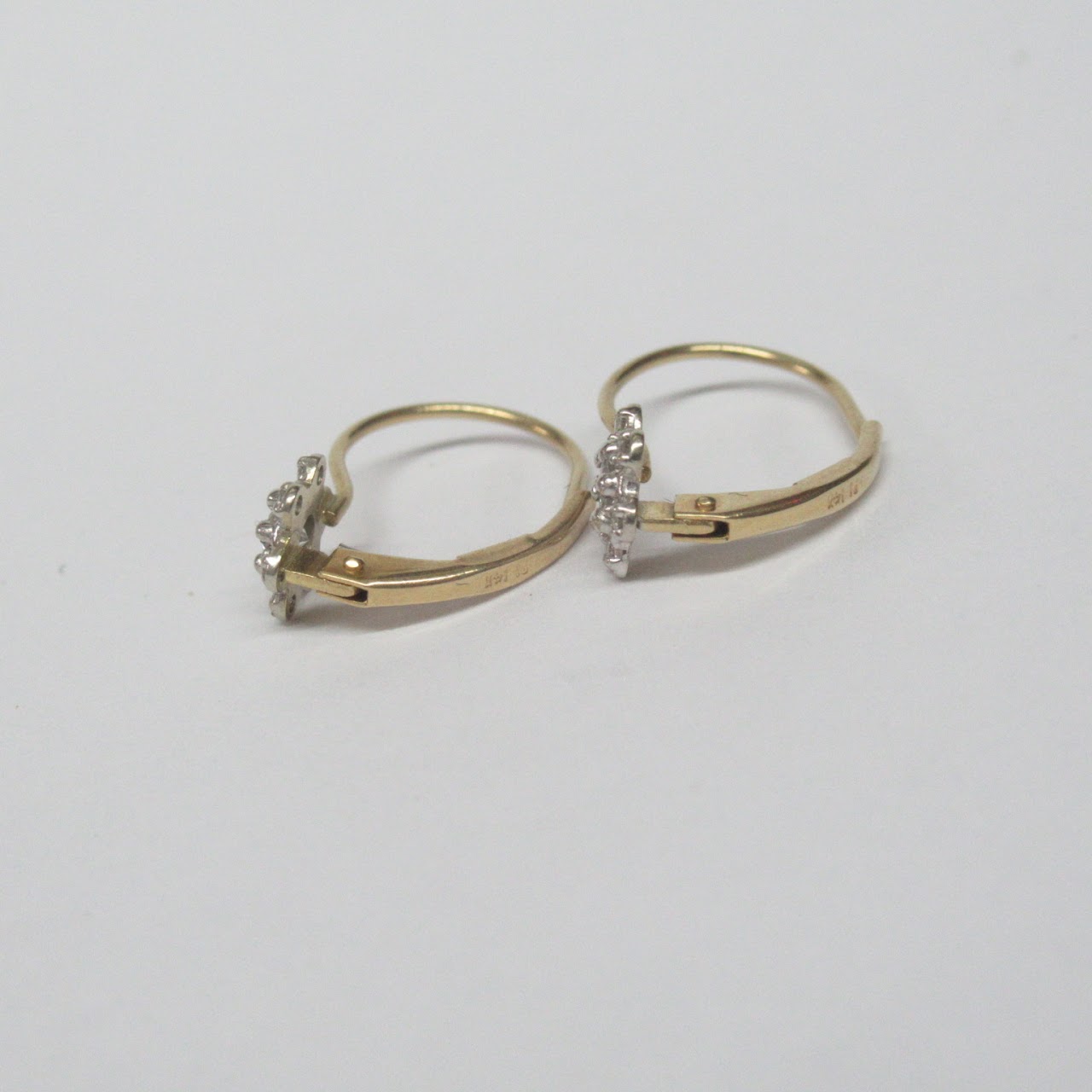 14K Gold and Diamond Snowflake Earrings