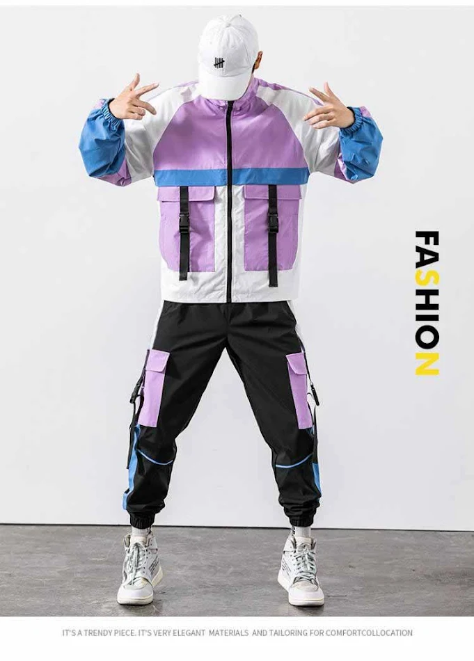 Conjunto deportivo primavera-otoño para niños, estilo urbano y moderno, chaqueta de trabajo casual con múltiples bolsillos y pantalones, dos piezas
