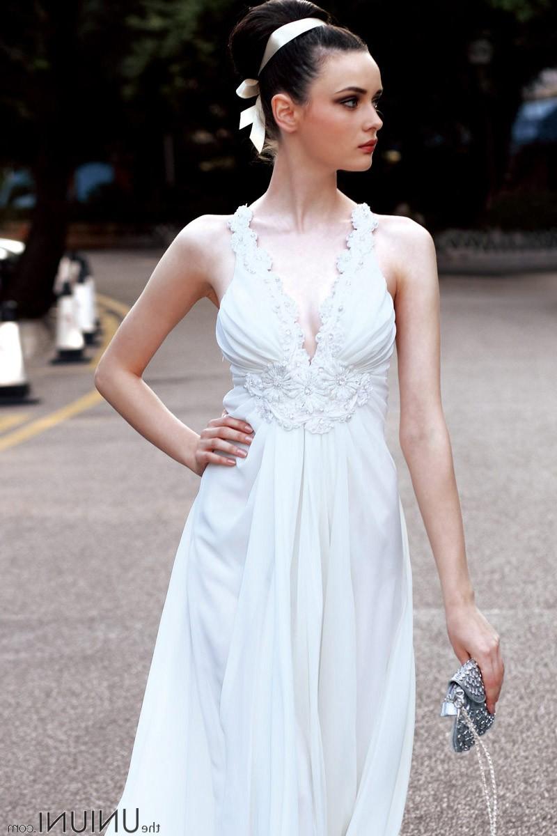 White Chiffon Beaded Casual