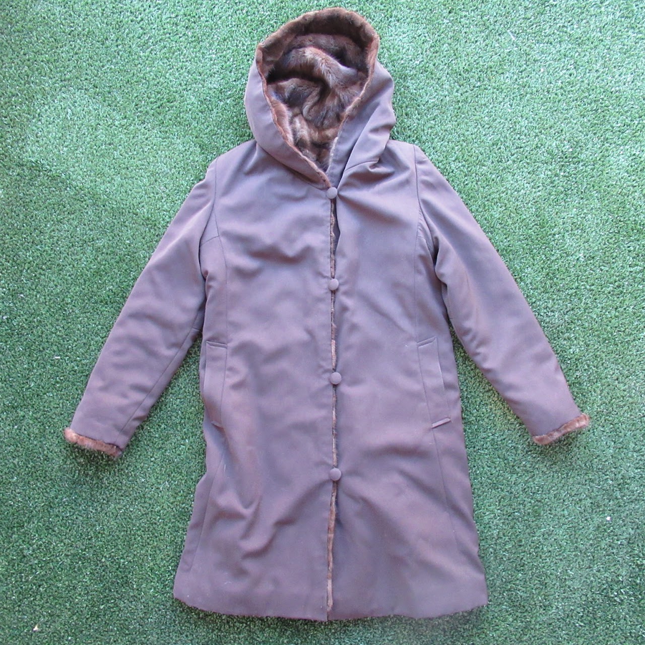 Mink Fur-Lined Hooded Coat