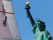 J/105s sailing off Statue of Liberty- New York, NY