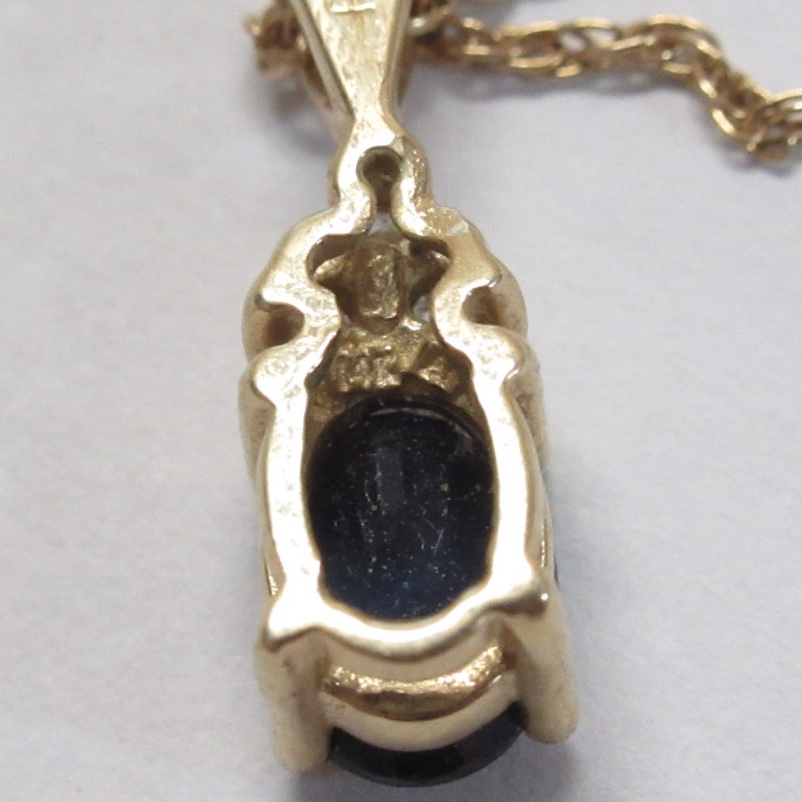 14K Gold Sapphire and Diamond Pendant Necklace