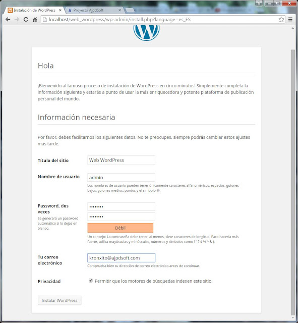 Descarga e instalacin del CMS WordPress 4.1.1