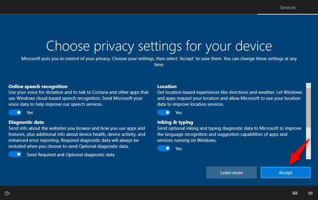 Elija la configuración de privacidad para su dispositivo