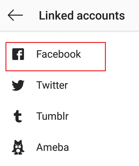  Fai clic sull'opzione Facebook in Account collegati