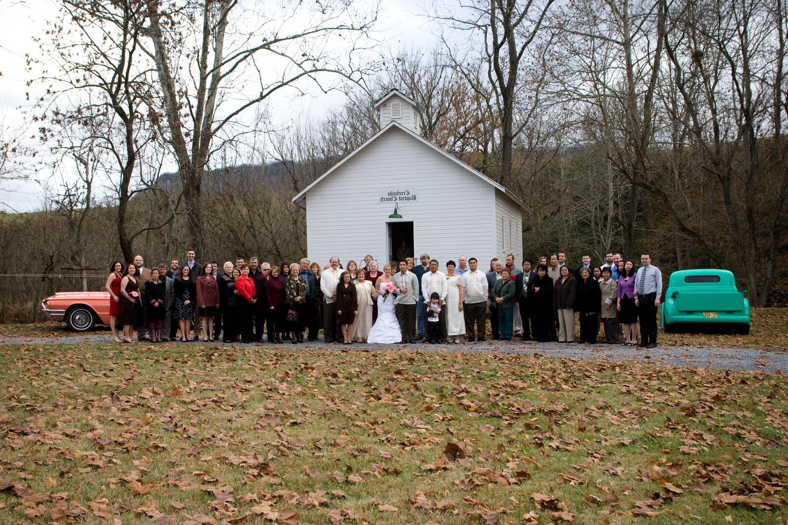 We got married in a tiny little  replica  country church.