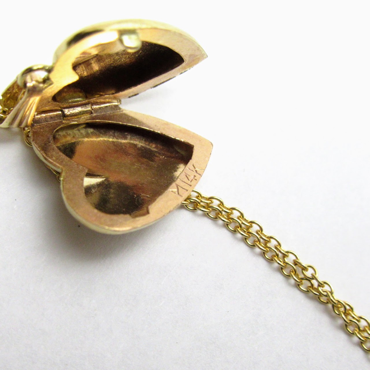 14K Gold & Diamond Heart Locket Necklace