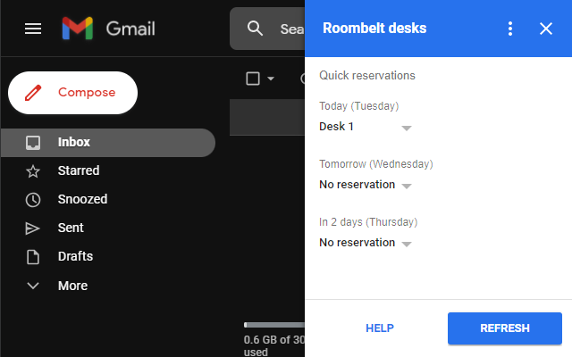 Screenshot of Roombelt Desks