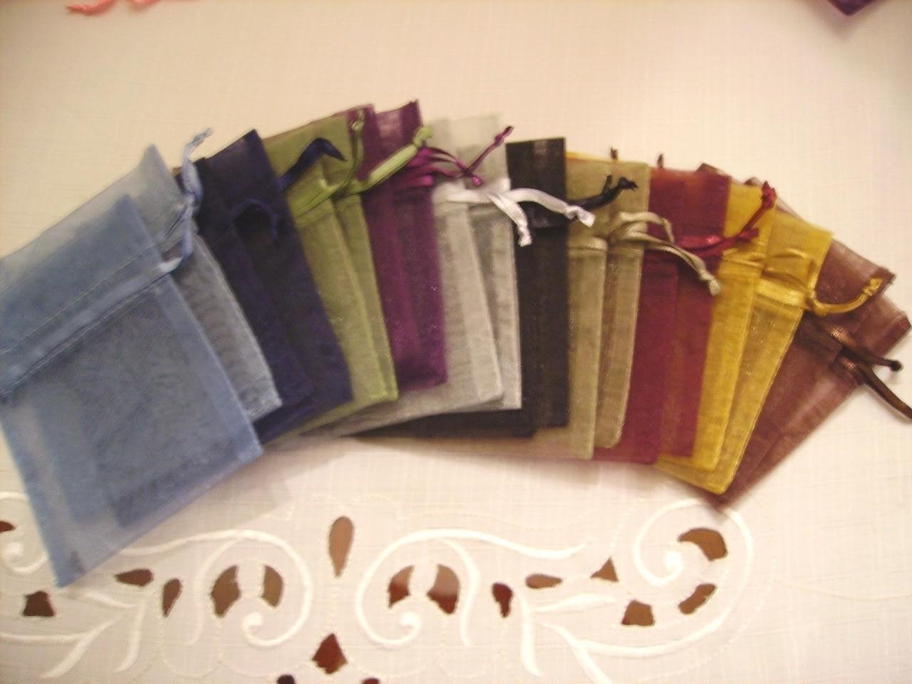 100 - 4 x 6 Organza Bags - Dark Assortment - Great for wedding favors,