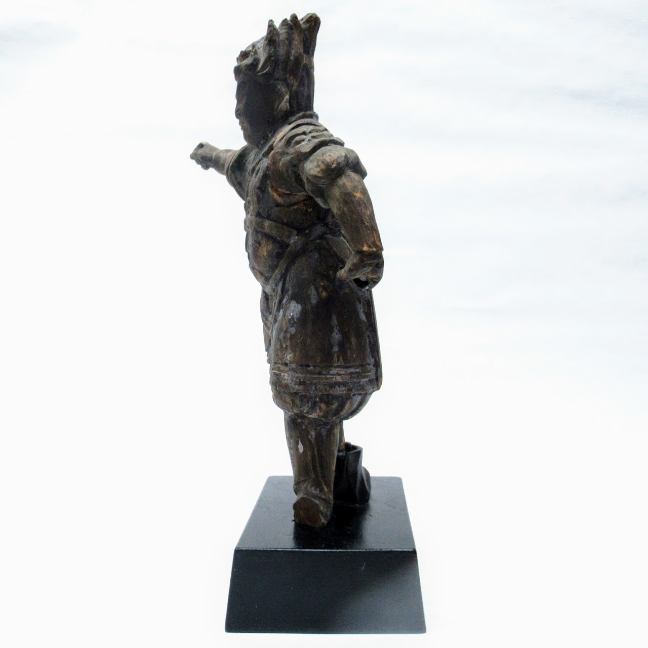 Carved Wood Asian Warrior Sculpture