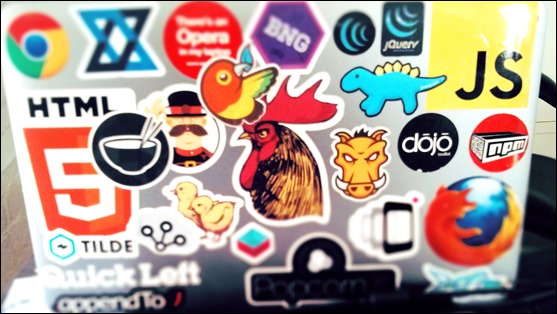 laptop with stickers