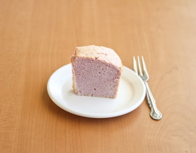 one slice of Ube Chiffon Cake