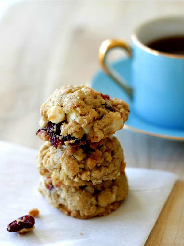 Stack of White Chocolate Cranberry Cookies