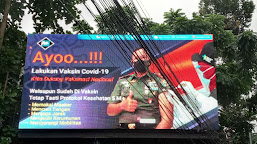 Korem 061/Sk Tayangkan  8 Vidiotron dan  115 Banner Himbau Dukung  Vaksinasi  Nasional