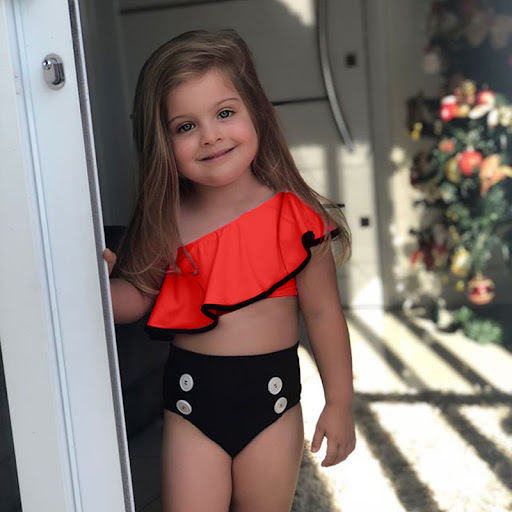 Title 3, Girls Summer Split Slanted Shoulder Ruffled Can...