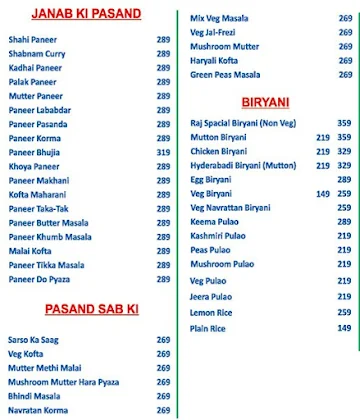 Raj 31 Delhi Foods Corner menu 