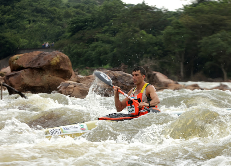 Andy Birkett makes his way down to Durban on the final day of the Dusi Canoe Marathon.