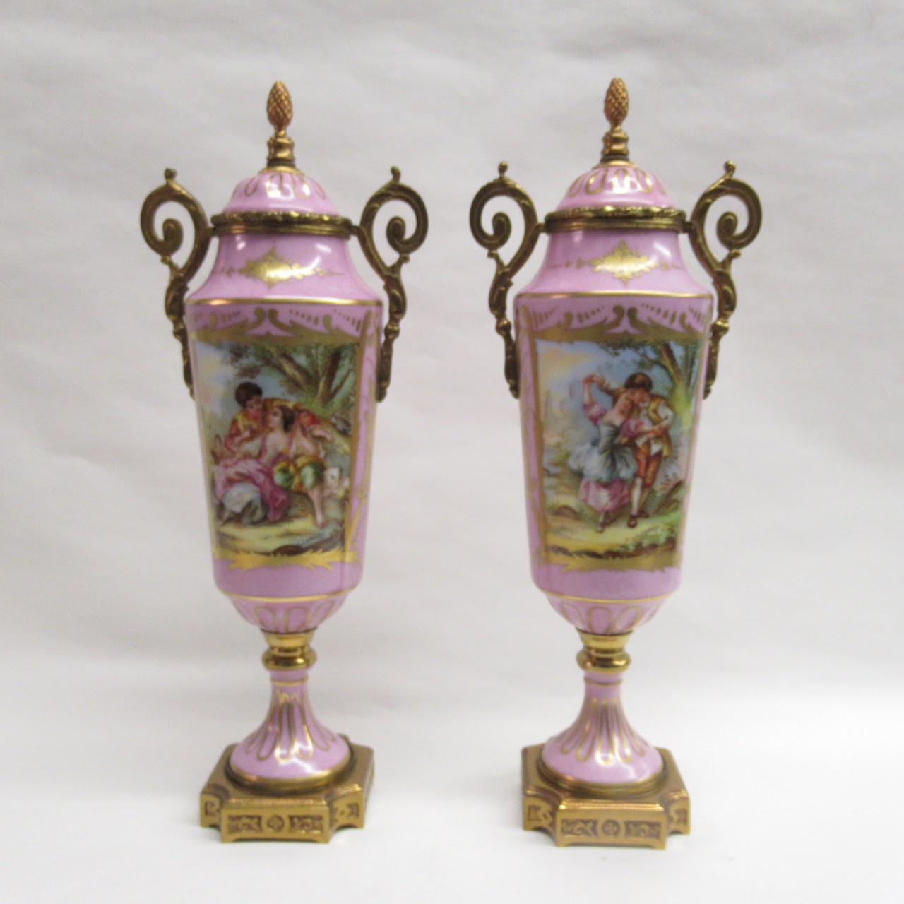 Birks Porcelain Lidded Urn Pair