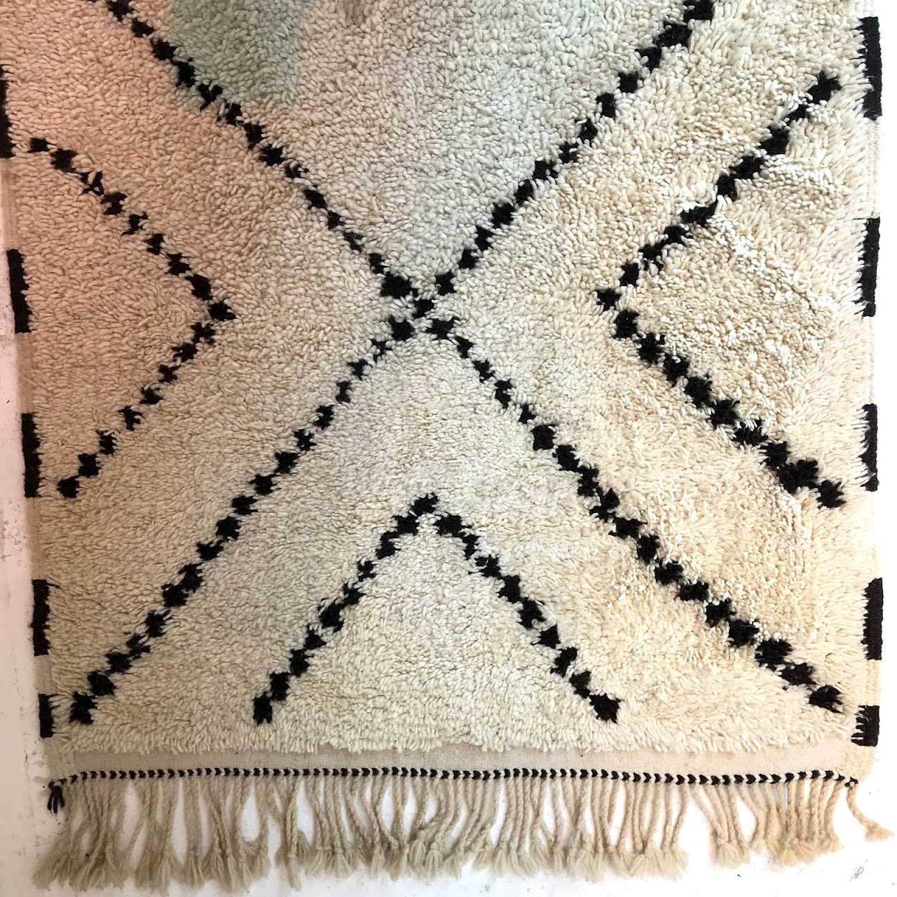 Geometric Wool Shag Area Rug