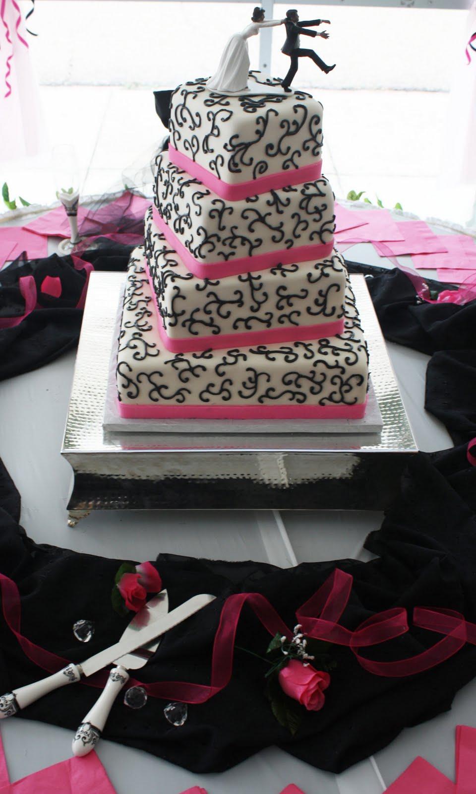 Hot Pink & Black Wedding Cake