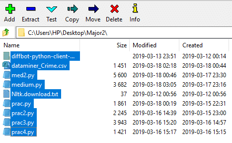 TARファイルを作成するファイルを選択します