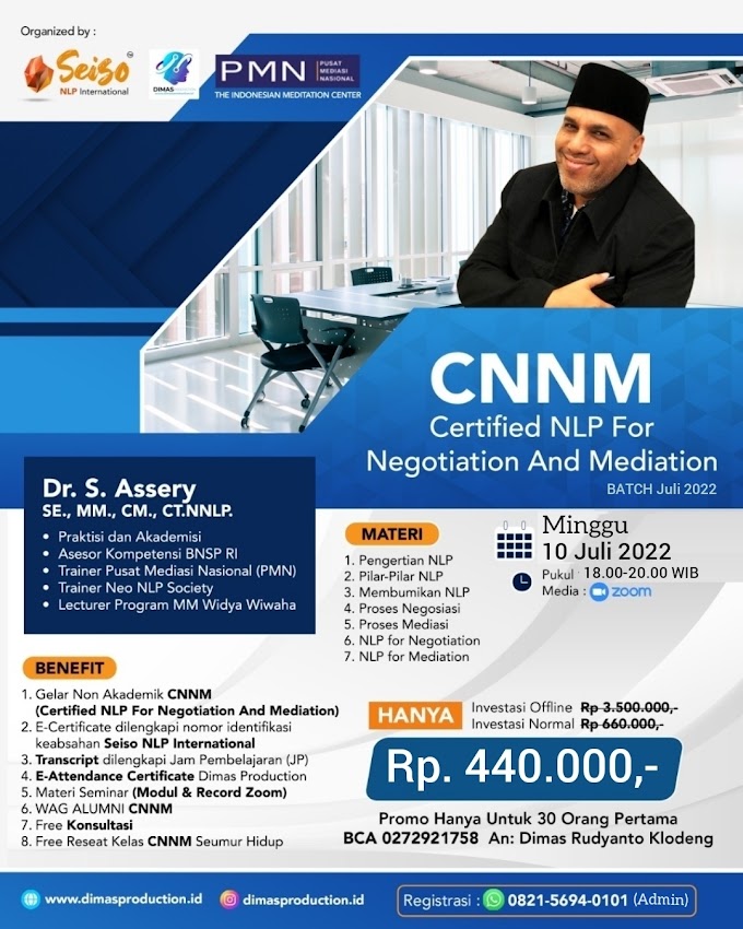 WA.0821-5694-0101 | Certified NLP For Negotiation And Mediation (CNNM) 10 Juli 2022