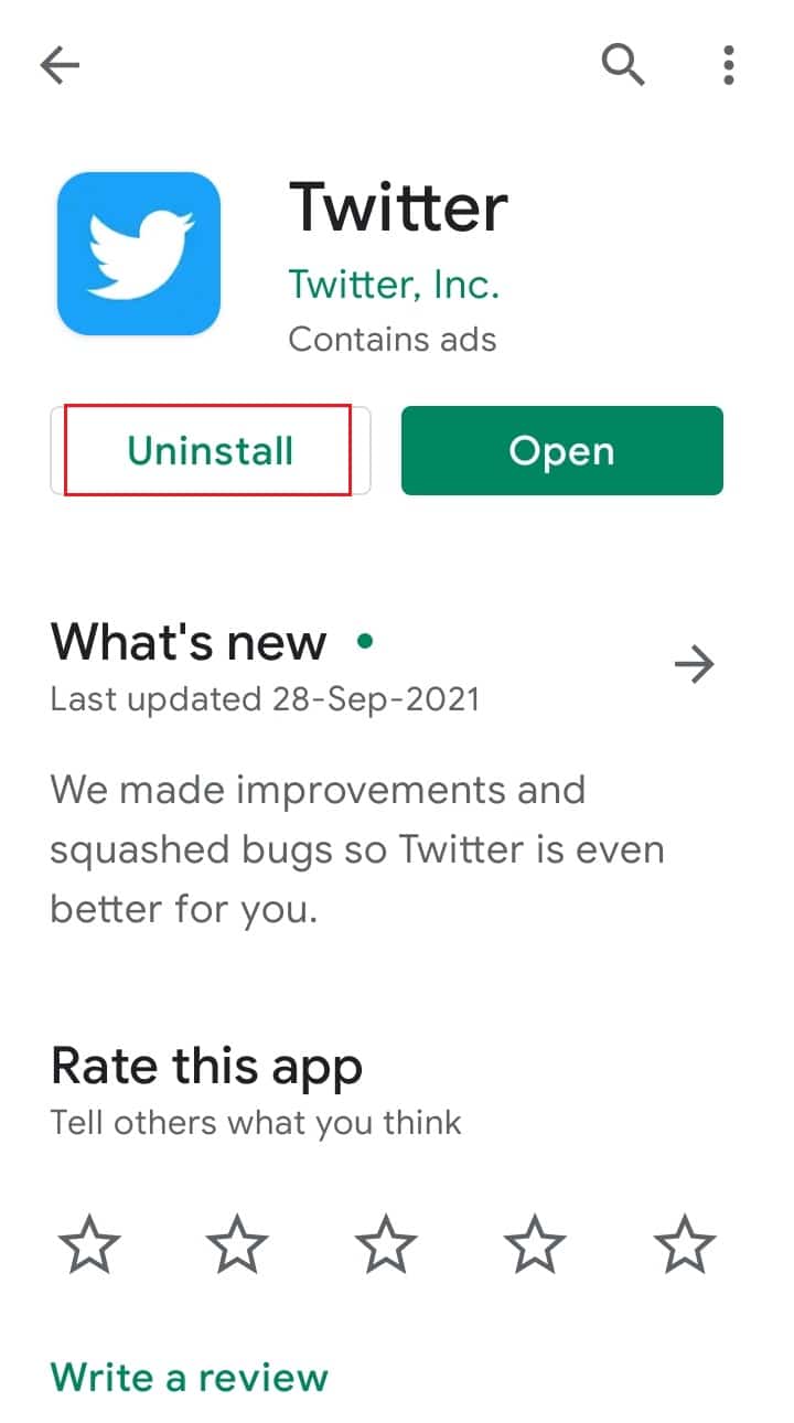 odinstalovat aplikaci twitter na Androidu