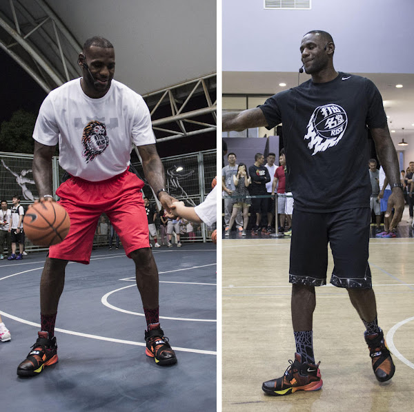 King James Wears Rise LeBron Soldier 9 in Shanghai