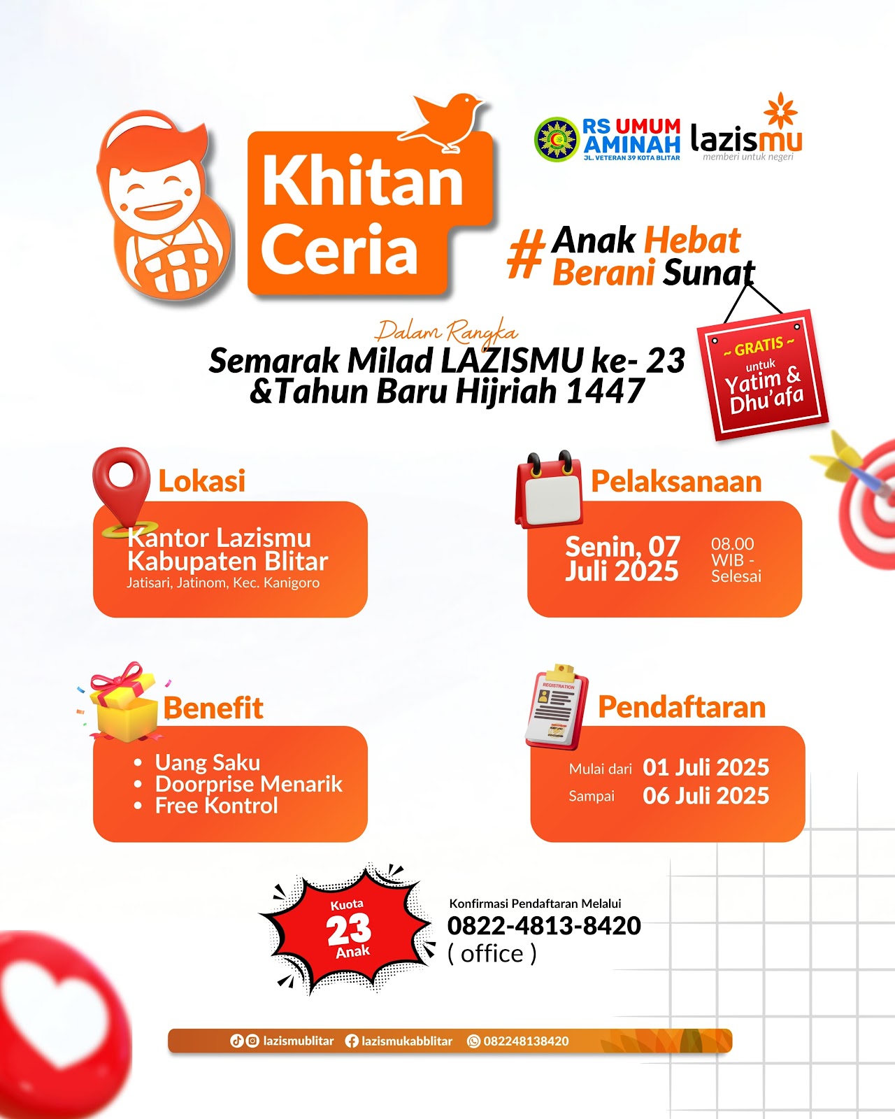 Lazismu Kabupaten Blitar Gelar “Khitan Ceria” Gratis untuk Yatim dan Dhuafa