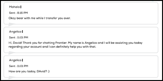 Chat with Frontier which lasted 3 hours 20 minutes