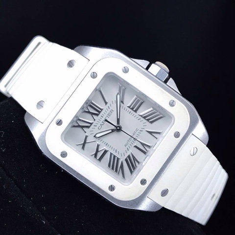 cartier santos 100 white strap