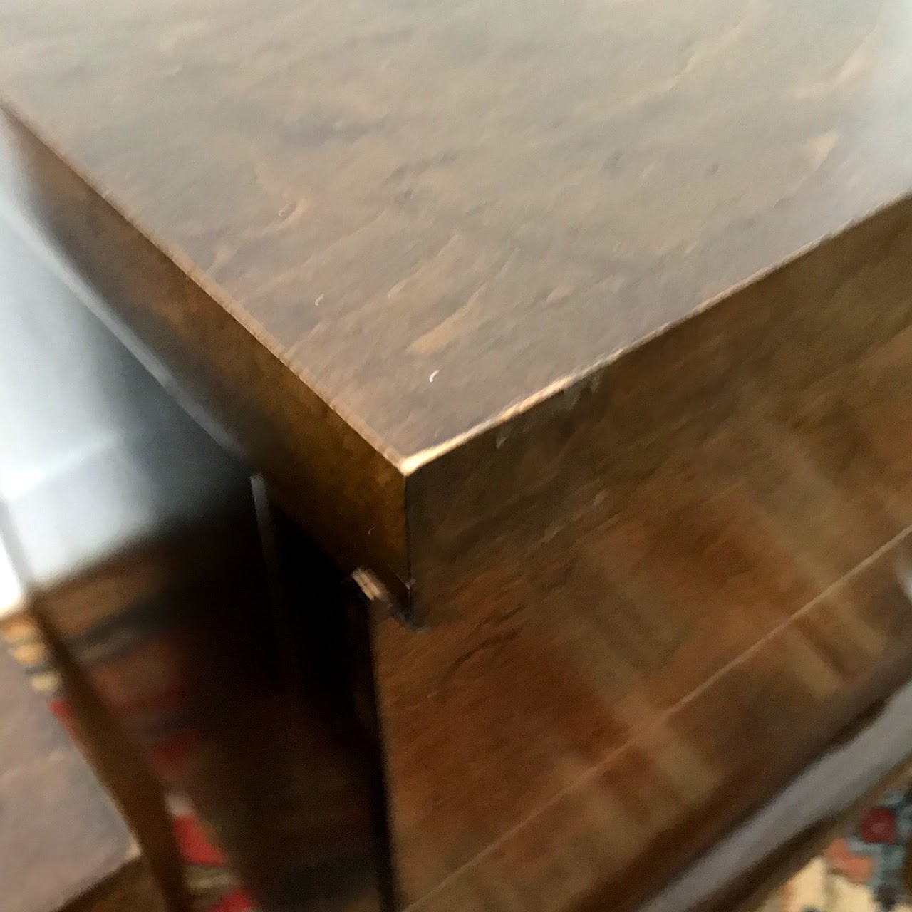 Mid-Century Modern Burlwood End Table Pair