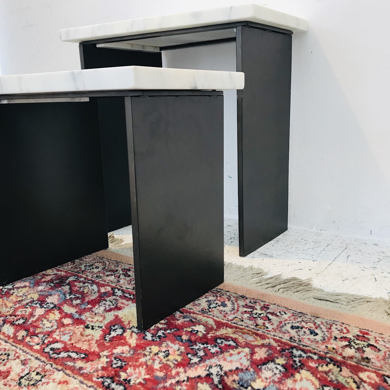 Modern Marble Top Nesting Table Pair