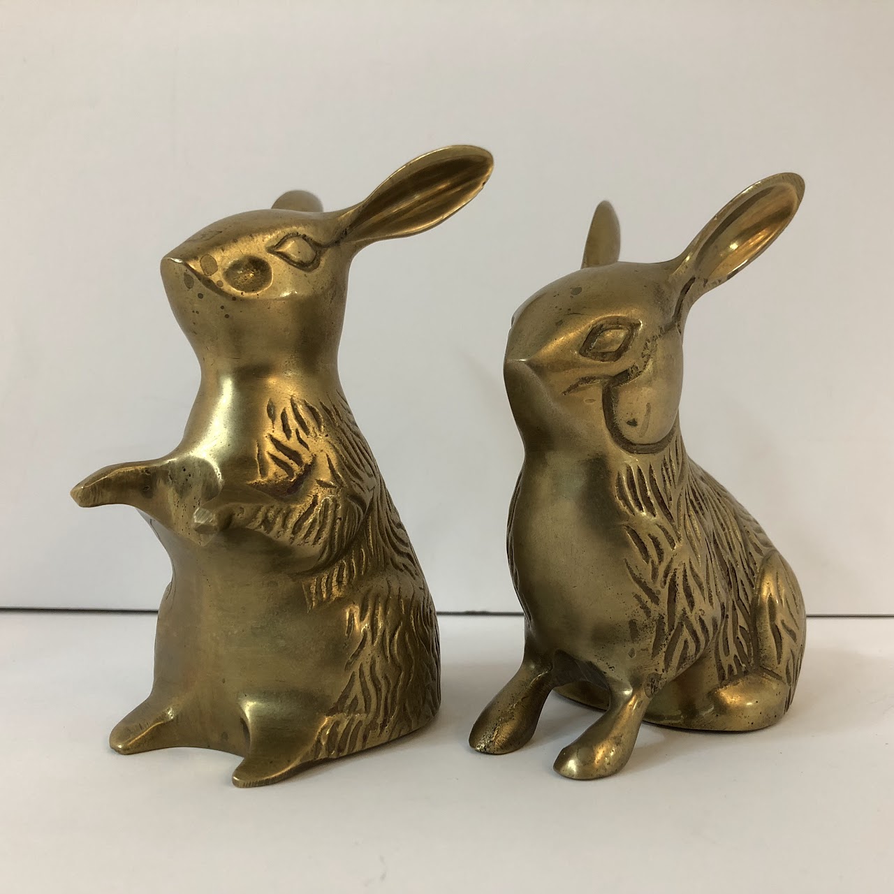 Brass Rabbit Figurine Pair