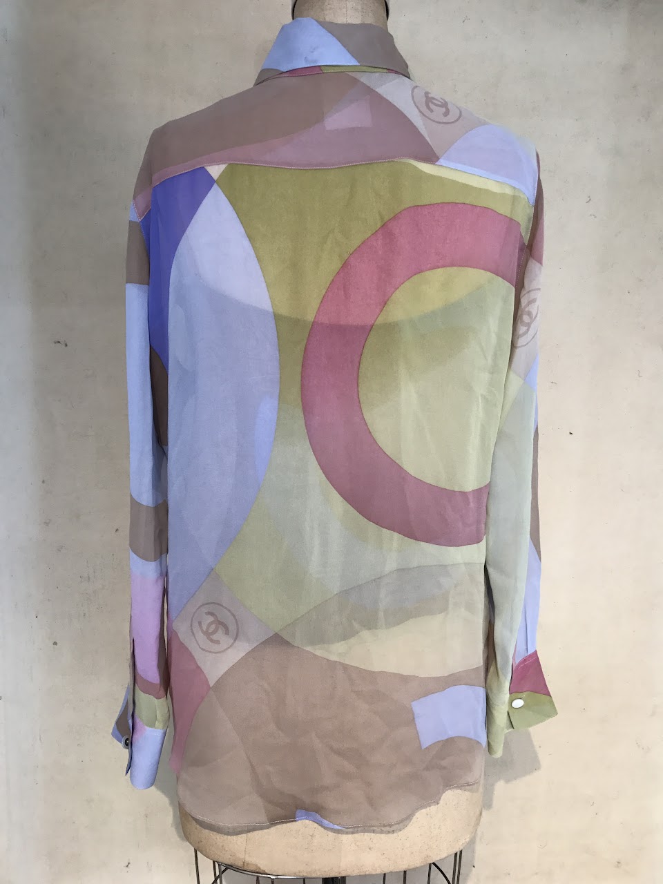 Chanel Silk Multicolor Blouse and Halter Pair