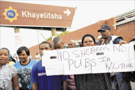 NO WAYS: Unlicenced Khayelitsha shebeen owners protested yesterday over plans to close down their operations. Pic: ELVIS KA NYELENZI. 10/03/2010. © Sowetan.