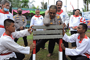 Kapolres Asahan Antraksi Pecahkan Batu,Di HUT Ke III Merpati Putih Cab.Asahan