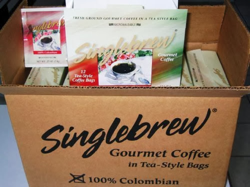 Coffee Case of 12 Colombian cartons, 12 single serve, single cup coffee bags per carton For Sale