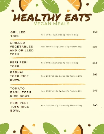 Healthy Eats menu 