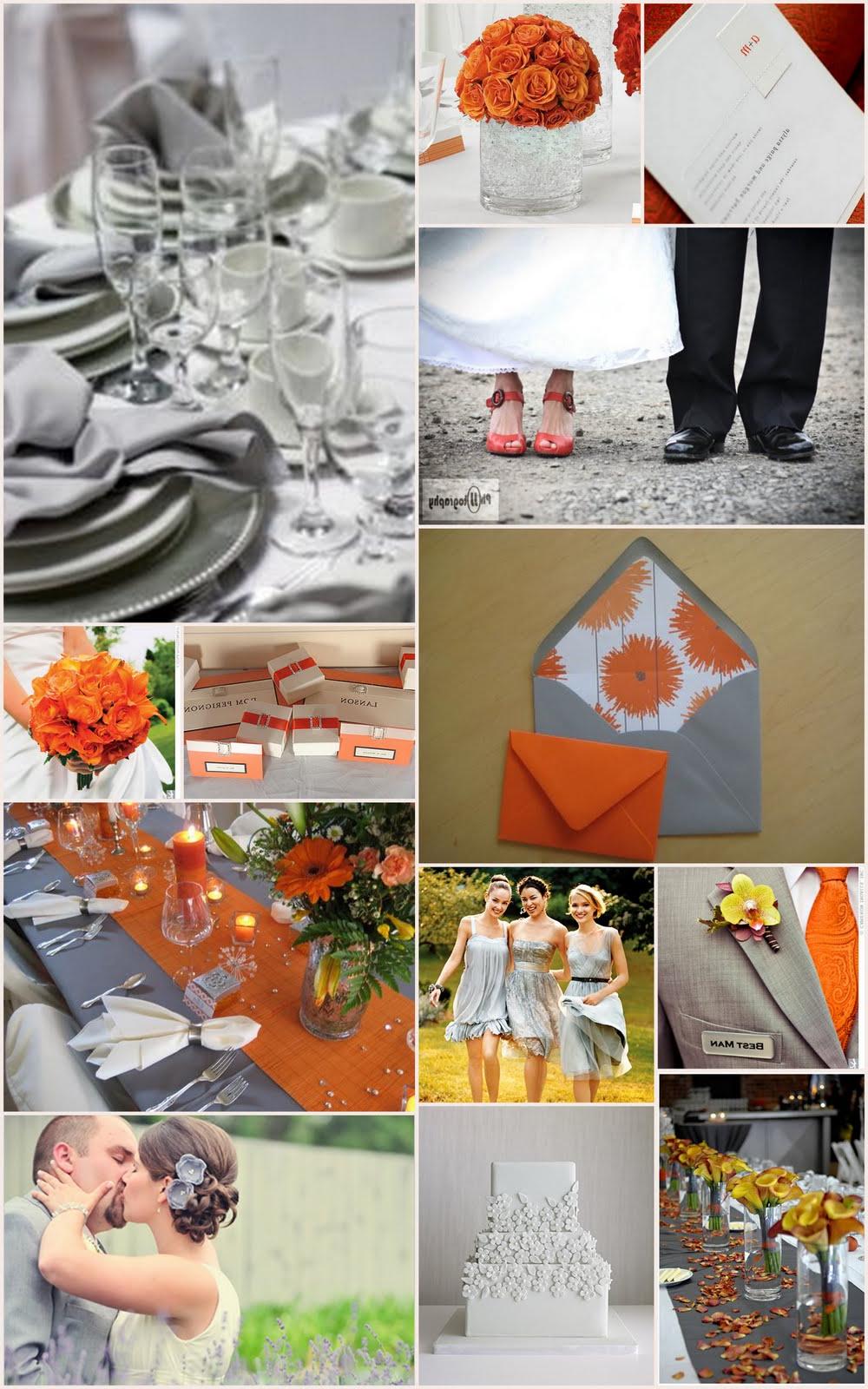 orange and gray wedding